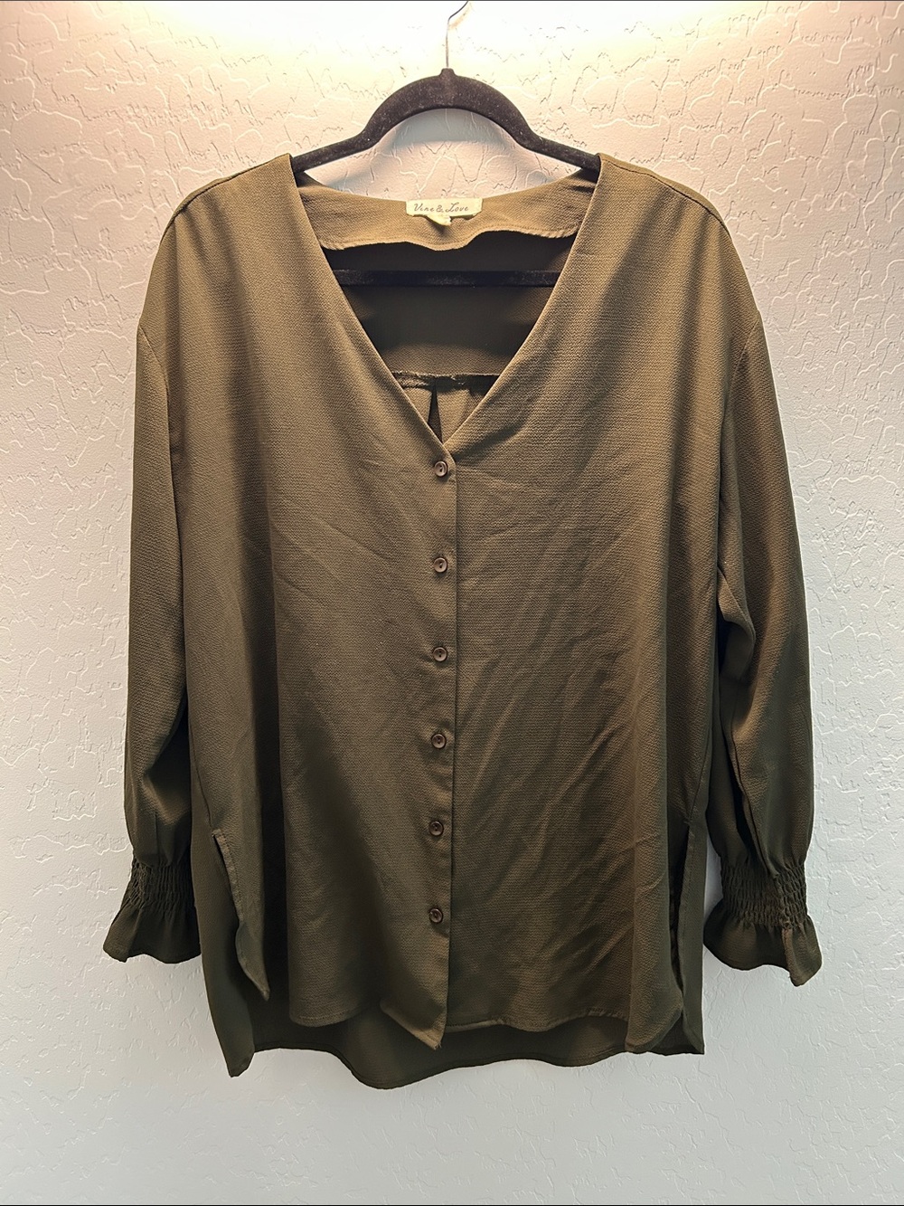 Women's Olive Button-Front Blouse